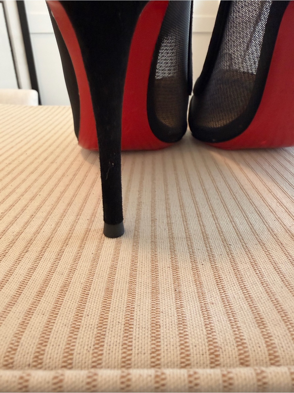 Black Louboutin Galativi 85 Nappa/Rete Mesh Pointed-Toe Stiletto Heels - Picture 7 of 10